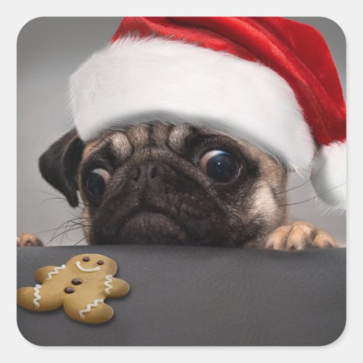 kerstbeker vierkante sticker (Voorkant)