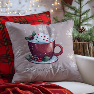 Kerstbeker Warme Chocolade Blush Roze Kussen