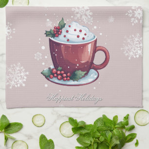 Kerstbeker Warme Chocolade   Blush Roze Theedoek