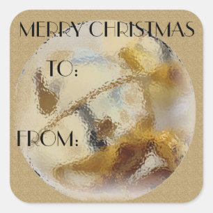 kerstbellen naar en van cadeaulabel vierkante sticker