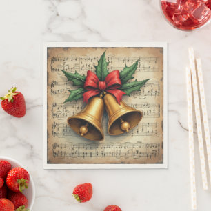 Kerstbellen op bladmuziek, servet
