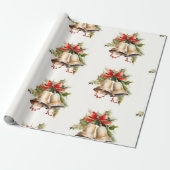 Kerstbellen Verpakkingspapier in Rood, goud, groen Cadeaupapier (Uitgerold)