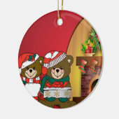 kerstBeren Keramisch Ornament (Links)