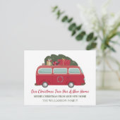 kerstbericht | Camper en bomen Briefkaart (Staand voorkant)