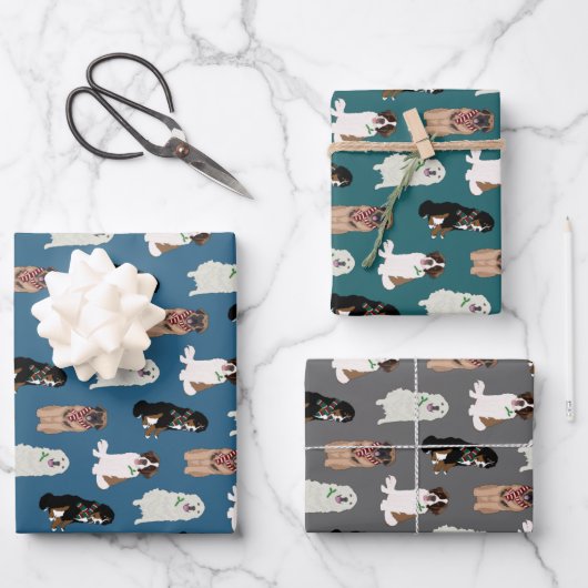 KerstBernese Leonberger St Bernard Pyrenees  Inpakpapier Vel (Voorkant)