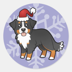KerstBernese Mountain Dog Ronde Sticker