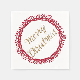 Kerstbes krans cocktail servetten
