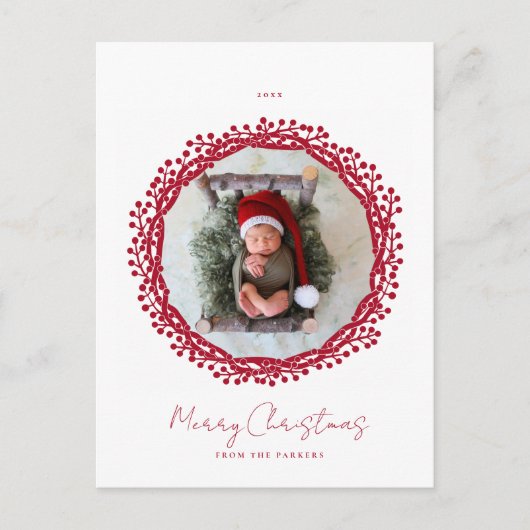 kerstbes met foto briefkaart (Voorkant)