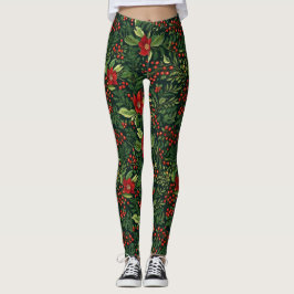 Kerstbessen Bloemen Leggings
