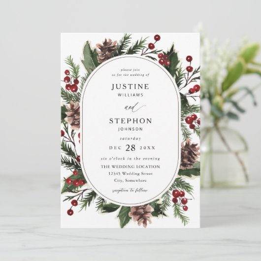 kerstbessen en pijnbruiloft kaart (Staand voorkant)