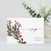 kerstbessen en pine w Meal RSVP (Staand voorkant)