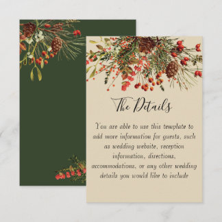 Kerstbessen Huwelijksdetailskaart met Groen Kaart
