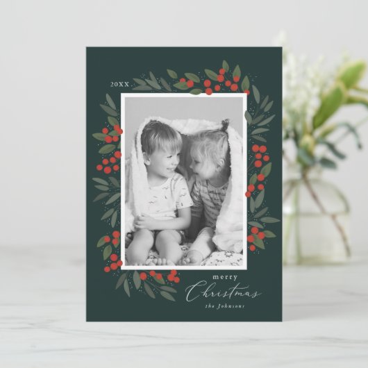 Kerstbessen Kerstkaart (Staand voorkant)