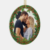 Kerstbessen krans aangepaste foto keramisch ornament (Rechts)