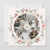 Kerstbessen krans foto collage feestdagenkaart (Voorkant)