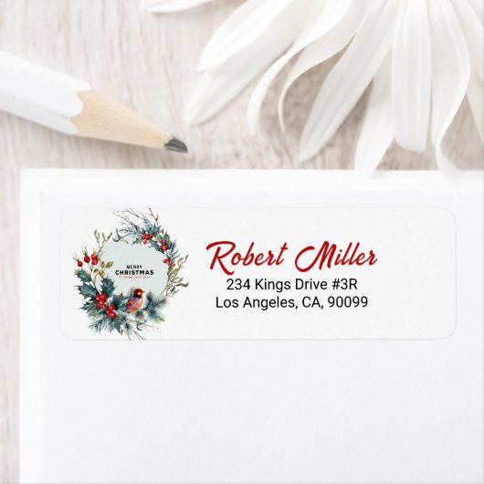 Kerstbessen krans rode Robin Etiket (Insitu)