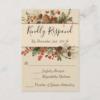 kerstbessen RSVP-kaart met groen terug RSVP Kaartje