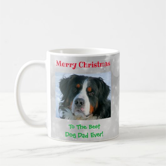 Kerstbeste foto van pap met ever koffiemok (Links)