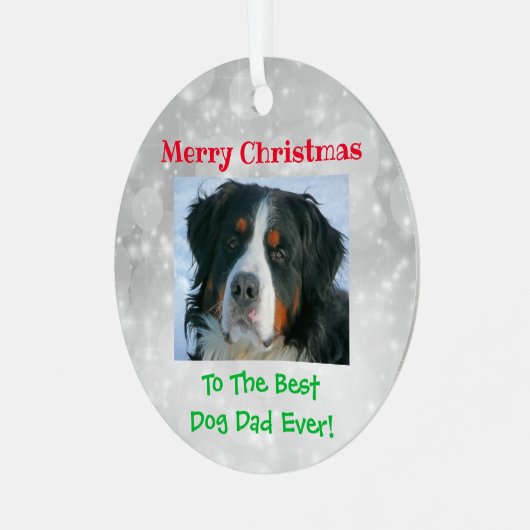 Kerstbeste foto van pap met ever metalen ornament (Voorkant links)