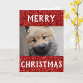 Kerstbeste hond Mam Oog Foto Kaart (Gele Bloem)