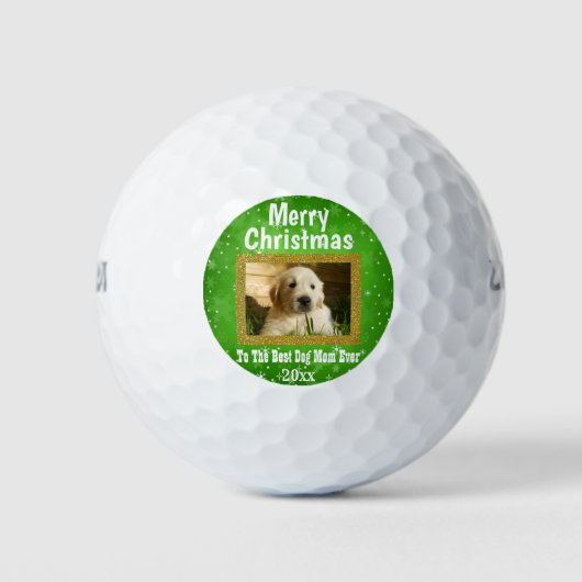 Kerstbeste hond op maat foto golfballen (Voorkant)