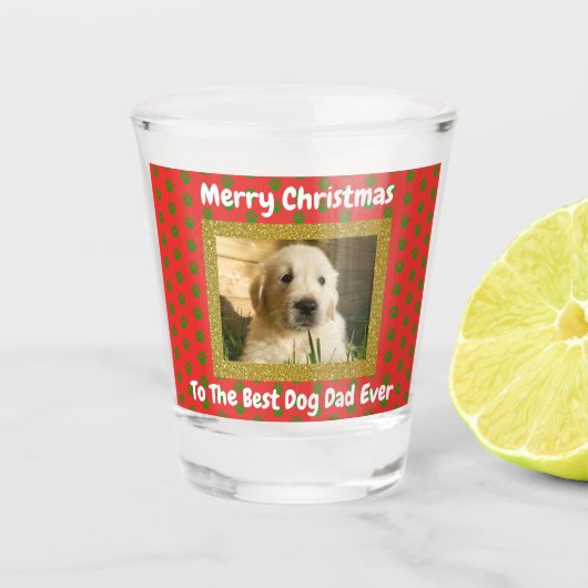 Kerstbeste hond Pap Oog Aangepaste foto Shot Glas (Voorkant)