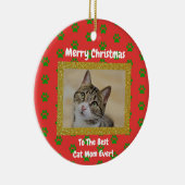 Kerstbeste kat mam ooit foto keramisch ornament (Rechts)