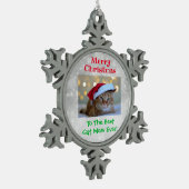 Kerstbeste kat mam ooit foto tin sneeuwvlok ornament (Links)