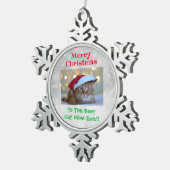 Kerstbeste kat mam ooit foto tin sneeuwvlok ornament (Rechts)