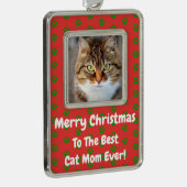 Kerstbeste kat mam ooit foto verzilverd kader ornament (Rechts)