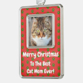 Kerstbeste kat mam ooit foto verzilverd kader ornament (Links)