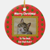 Kerstbeste kat Pap Ever Pet Foto Keramisch Ornament (Achterkant)