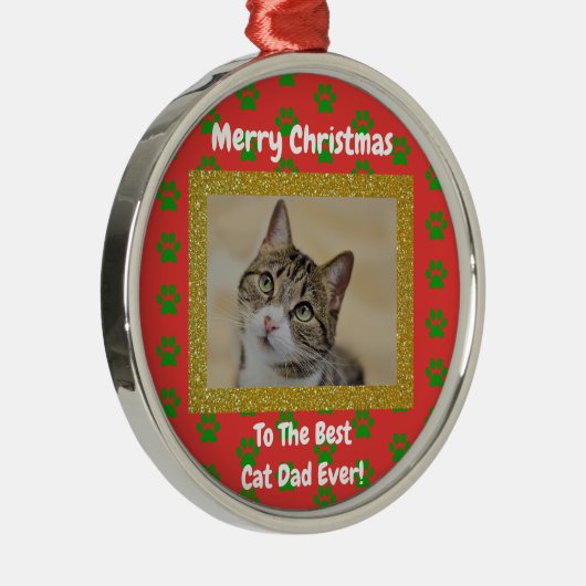 Kerstbeste kat Pap Ever Pet Foto Metalen Ornament (Rechts)