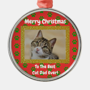 Kerstbeste kat Pap Ever Pet Foto Metalen Ornament