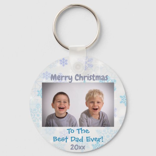 Kerstbeste pap ooit Kinder fotojaar Sleutelhanger (Voorkant)