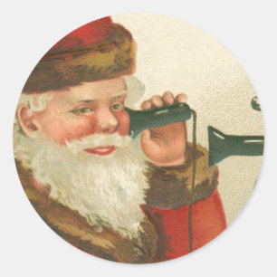 kerstbestelling uit de jaren 1910 op de telefoon ronde sticker