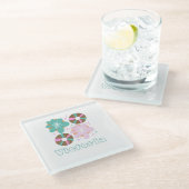 Kerstbevrokken Donuts Roze Doodles Glazen Onderzetter (Schuin)