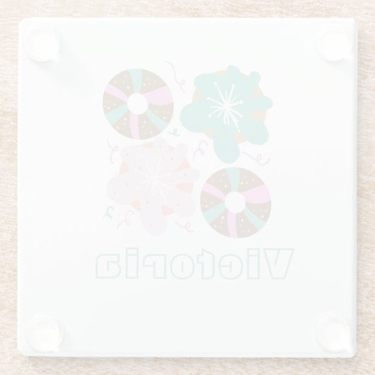 Kerstbevrokken Donuts Roze Doodles Glazen Onderzetter (Achterkant)