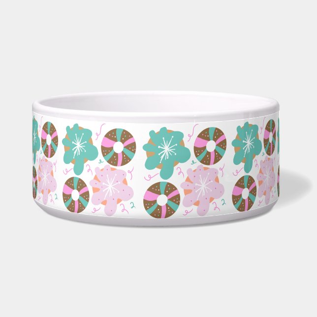 Kerstbevrokken Donuts Roze Doodles Voerbakje (Links)