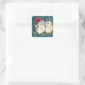 kerstbezit vierkante sticker (Tas)