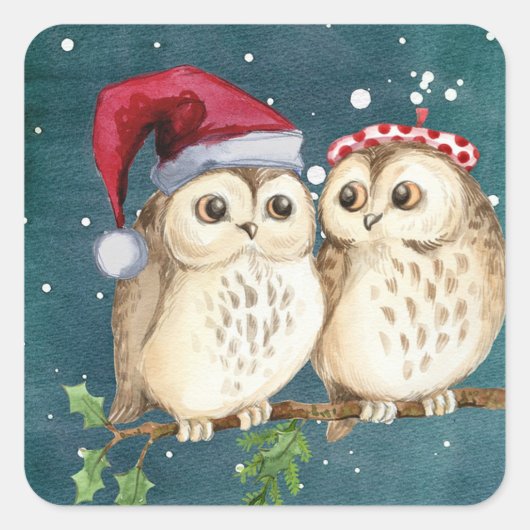 kerstbezit vierkante sticker (Voorkant)
