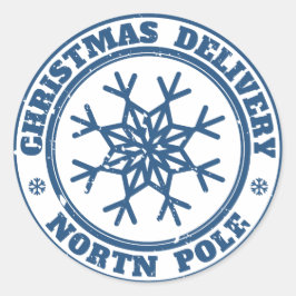 Kerstbezorging noordpool ronde sticker