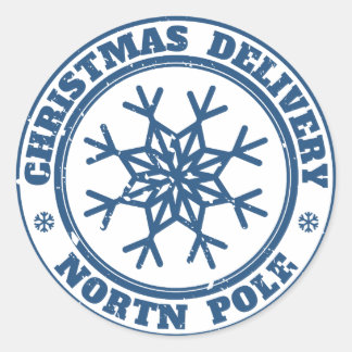 Kerstbezorging noordpool ronde sticker