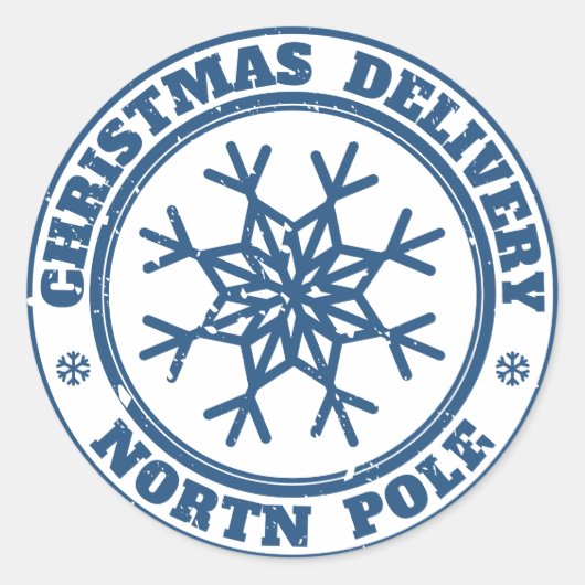Kerstbezorging noordpool ronde sticker (Voorkant)