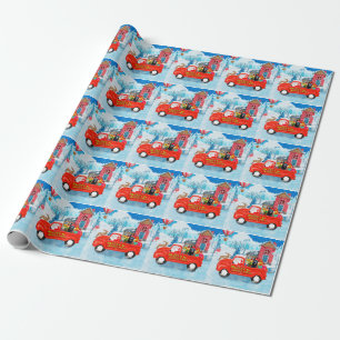 Kerstbezorgwagen met Duitse Herdershond in de Snee Cadeaupapier
