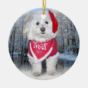 Kerstbichon Frise Dog Keramisch Ornament