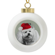 KerstBichon Frise-hond gepersonaliseerde versierin