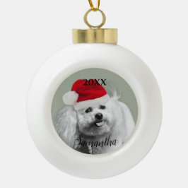 KerstBichon Frise-hond gepersonaliseerde versierin Keramische Bal Ornament