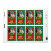 Kerstbier Gepersonaliseerd Foto Groen Plaid Etiket (Full Sheet)