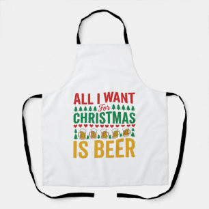 Kerstbier Grappig Vakantie Drinken Design Schort